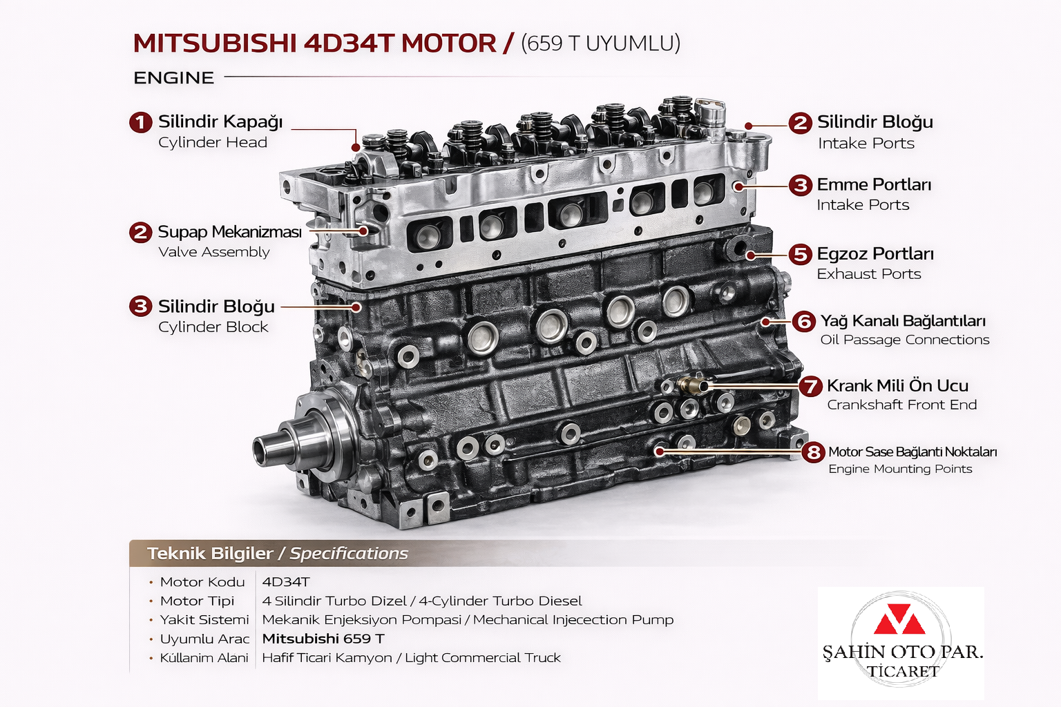 MİTSUBİSHİ 4D34T YARIM MOTOR